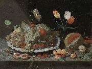 Jan Van Kessel Still life with grapes and other fruit on a platter Spain oil painting artist
